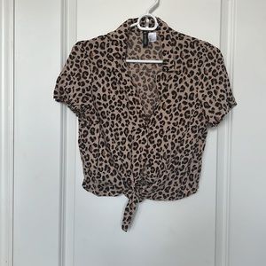 H&M leopard button up top